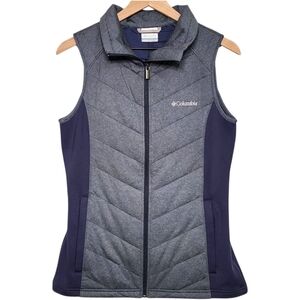 Columbia Womens Small Quilted Insulated Cotton Lined Full Zip Vest Blue Pockets